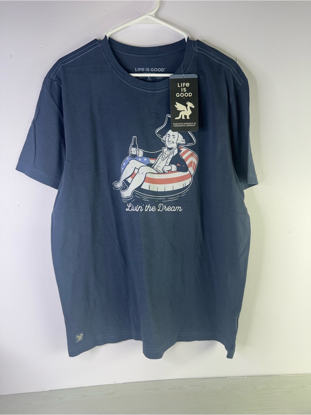 Life is Good Mens L "Livin' the Dream" George Washington Short Sleeve Tee